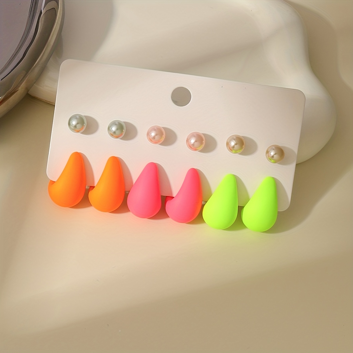 12pcs Stainless Steel Hoop Earrings Set Non Allergenic Teardrop Sphere Studs